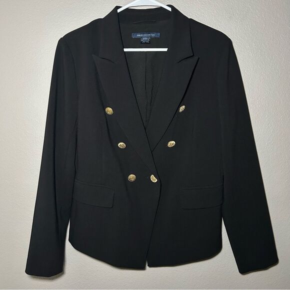 French connection black with gold accent blazer women’s size small 6 - Picture 4 of 11